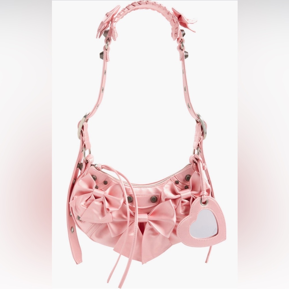 Balenciaga Extra Small Le Cagole Satin Bow Pink Shoulder Bag New NWT